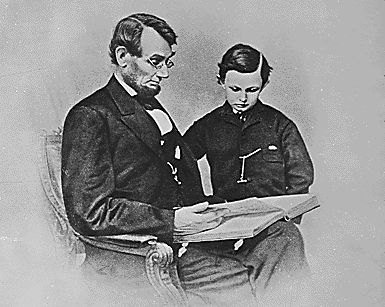 Abraham Lincoln and son, Tad, who demanded that his father pardon a Christmas turkey. Photo: Mathew Brady, via National Archives. 